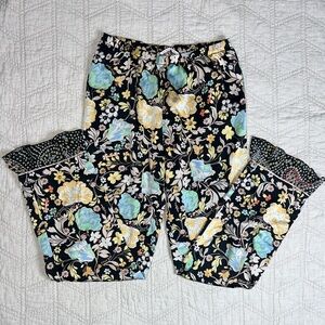 Victoria's Secret Black Floral Silk Pajama Pants